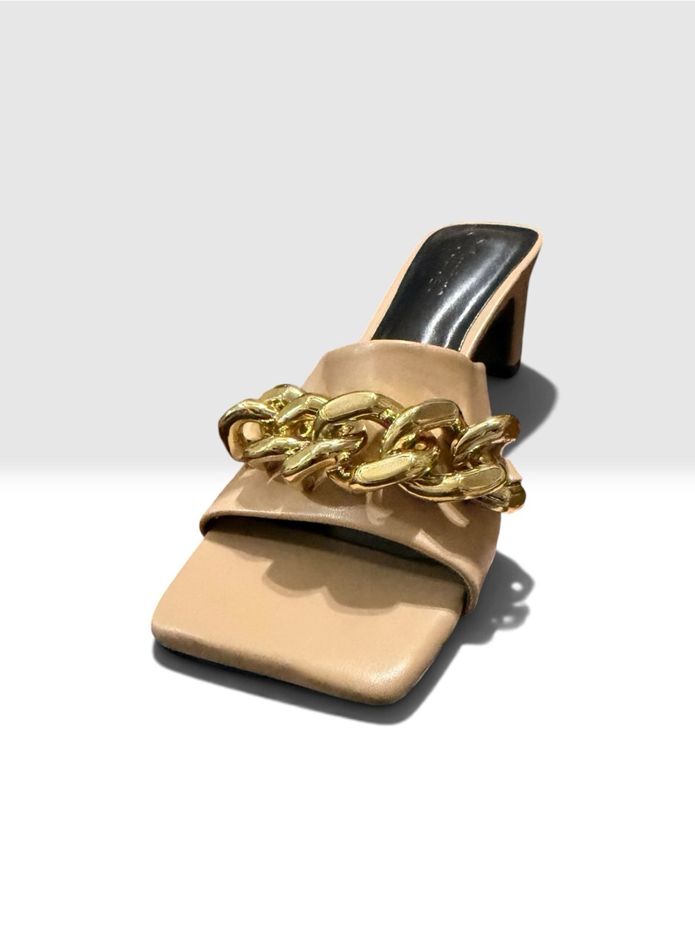 Women’s Nude Chain-Accent Slide Heel